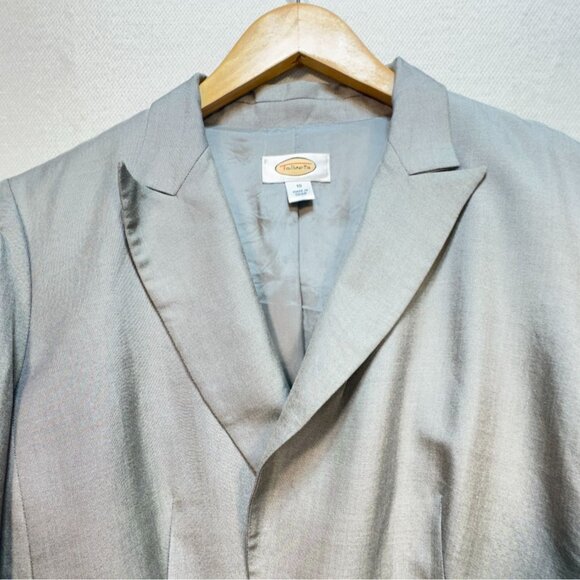 Talbots Womens One-Button Blazer Jacket Size 10 Gray Silk Blend Formal Classic - Picture 4 of 12
